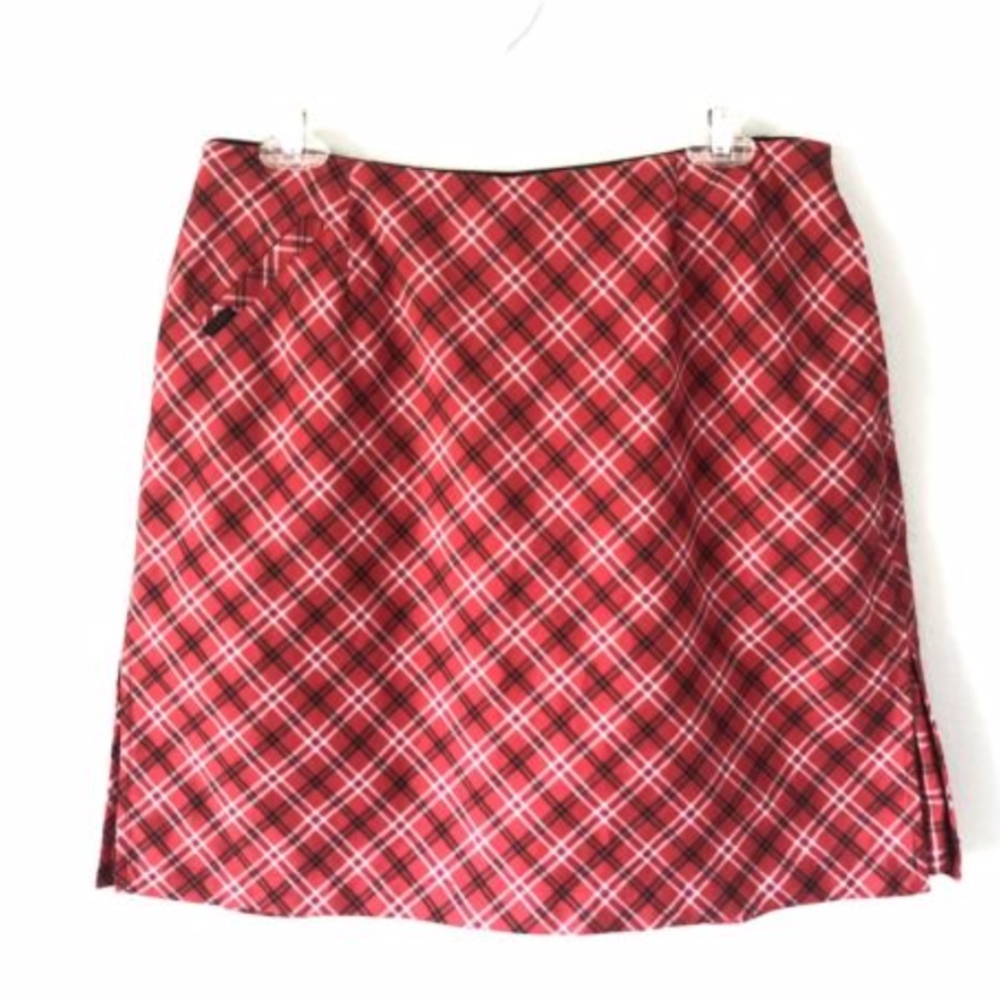 Liz Claiborne Size 10 Women's Red Plaid Golf Skort